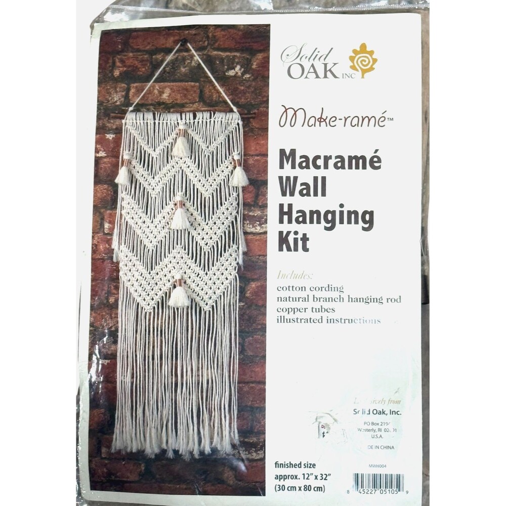 Solid Oak Macrame Wall Hanging Kit Tassel Natural Branch Coastal Boho Craft 32in